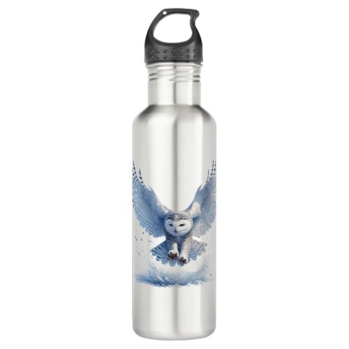 Snowy Owl in the Midst of a Swoop done in watercol Stainless Steel Water Bottle