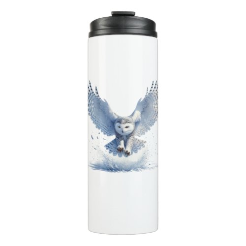 Snowy Owl in the Midst of a Swoop done in watercol Thermal Tumbler