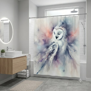 Snowy Owl in Watercolor Shower Curtain
