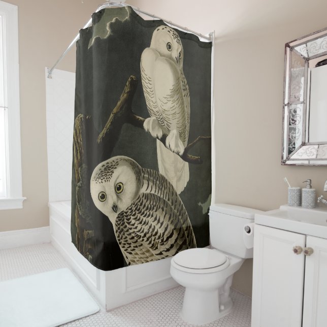 Snowy Owl, John James Audubon's Birds of America Shower Curtain (In Situ)