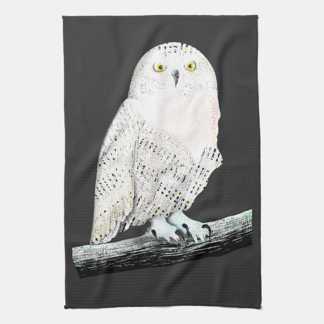 Snowy Owl Kitchen Towel (Vertical)