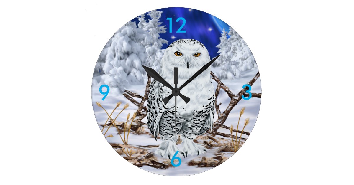 Snowy Owl Large Clock | Zazzle.com