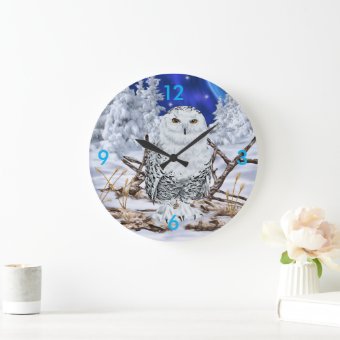 Snowy Owl Large Clock | Zazzle