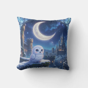 Snowy Owl Moon Castle Pillow