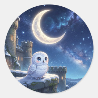Snowy Owl Moon Castle Sticker