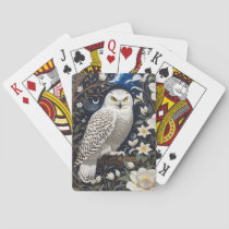 Snowy Owl Moonlight Moonflowers Poker Cards