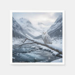 Snowy Owl On a Winter Tree Branch Napkins
