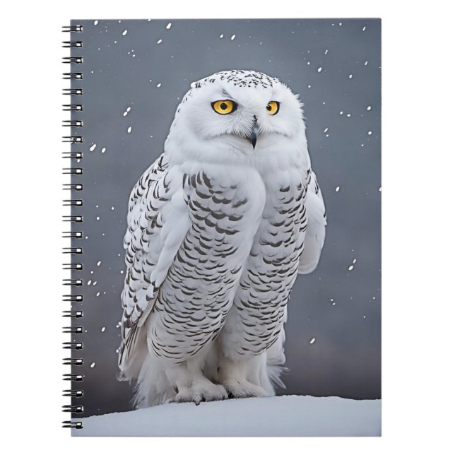 Snowy Owl On Snow Notebook (Front)