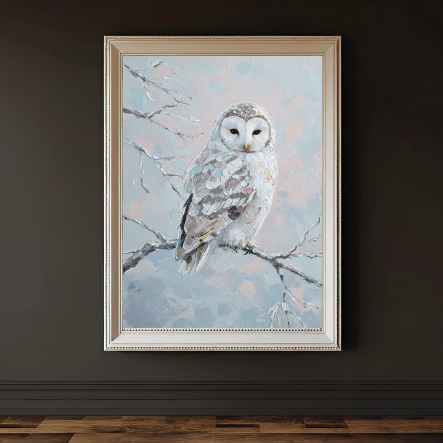 Snowy Owl on Winter Branch – Tranquil Nature Art Poster (Creator Uploaded)