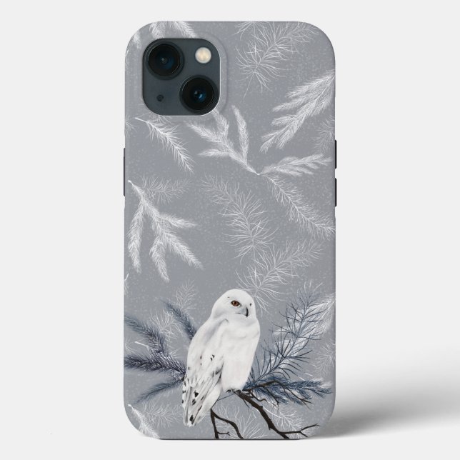 Snowy Owl on Winter Pine Case-Mate iPhone Case (Back)