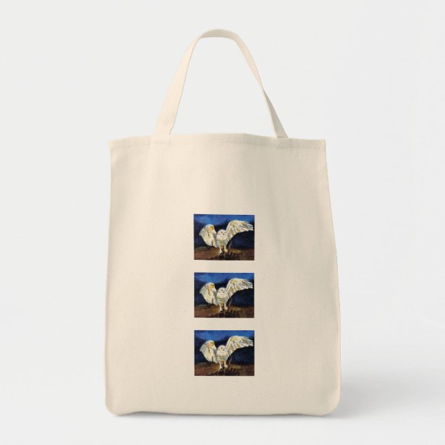 Snowy Owl Organic Grocery Bag (Front)