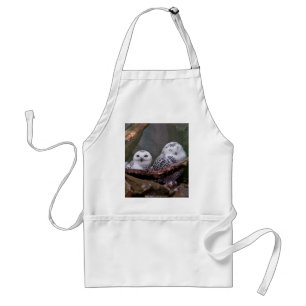 Snowy Owl Pair Woodland Wildlife Art Adult Apron