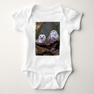 Snowy Owl Pair Woodland Wildlife Art Baby Bodysuit
