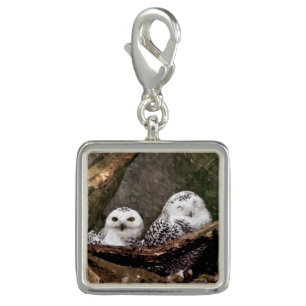 Snowy Owl Pair Woodland Wildlife Art Charm