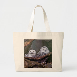 Snowy Owl Pair Woodland Wildlife Art Large Tote Bag