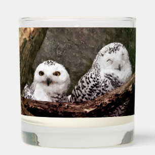 Snowy Owl Pair Woodland Wildlife Art Scented Candle
