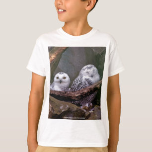 Snowy Owl Pair Woodland Wildlife Art T-Shirt