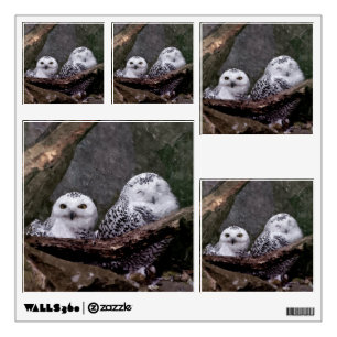 Snowy Owl Pair Woodland Wildlife Art Wall Decal