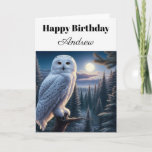 Snowy Owl Personalized Happy Birthday  Card