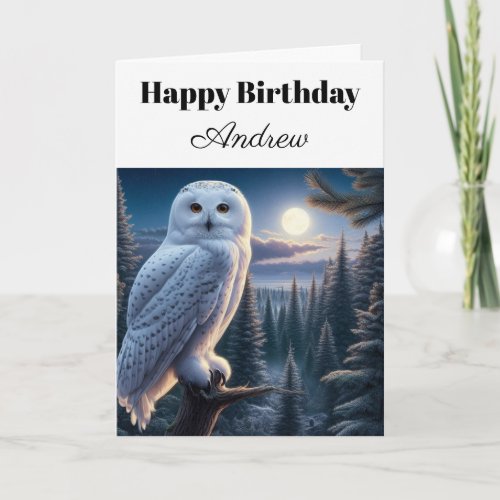 Snowy Owl Personalized Happy Birthday 