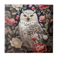 Snowy Owl Pink Peony Flowers