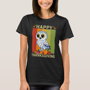 Snowy Owl Retro Graphic Family Matching Thanksgiv T-Shirt
