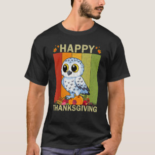 Snowy Owl Retro Graphic Family Matching Thanksgiv T-Shirt