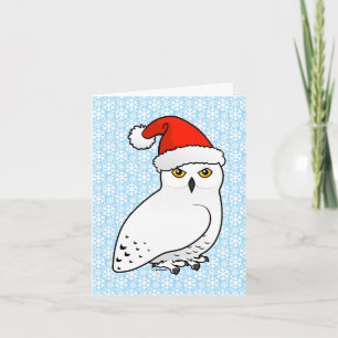 Snowy Owl Santa Holiday Card