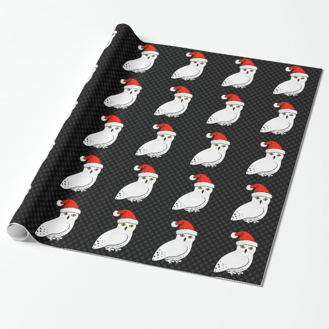 Snowy Owl Santa Wrapping Paper (Unrolled)