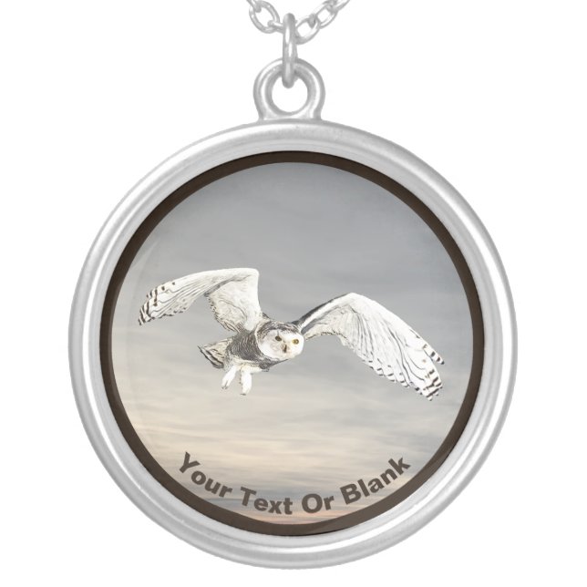 Snowy Owl Silver Plated Necklace (Front)