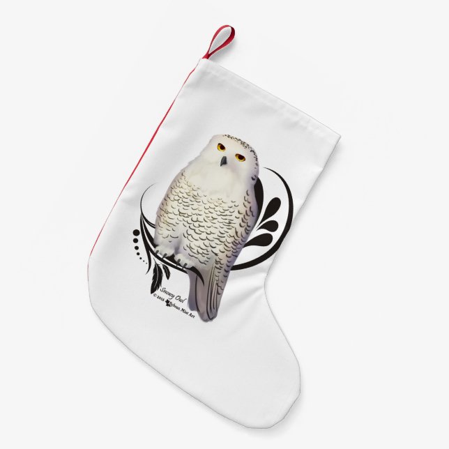 Snowy Owl Small Christmas Stocking (Front (Hanging))