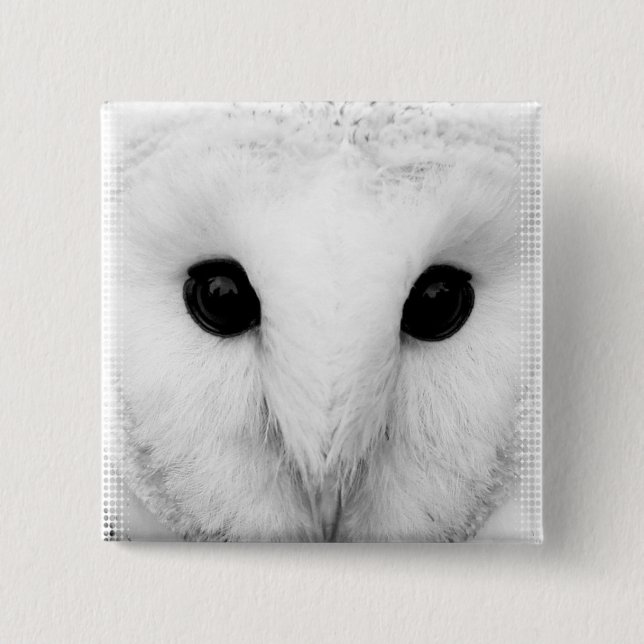 Snowy Owl Square Pin (Front)