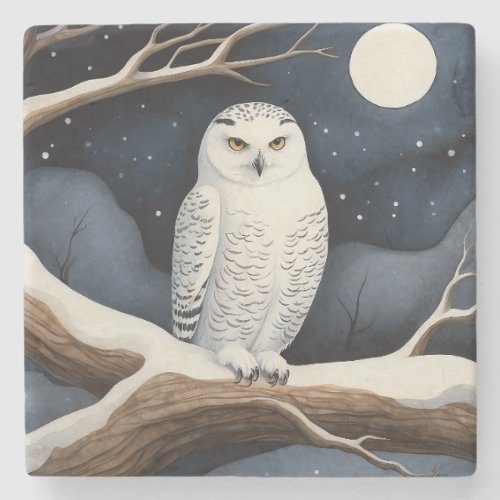 Snowy Owl Stone Coaster