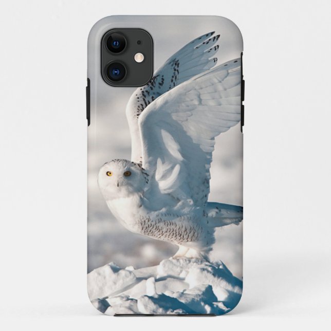 Snowy Owl taking off from snow Case-Mate iPhone Case (Back)