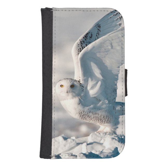 Snowy Owl taking off from snow Samsung Galaxy Wallet Case (Front)