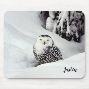 Snowy Owl Themed Mouse Pad