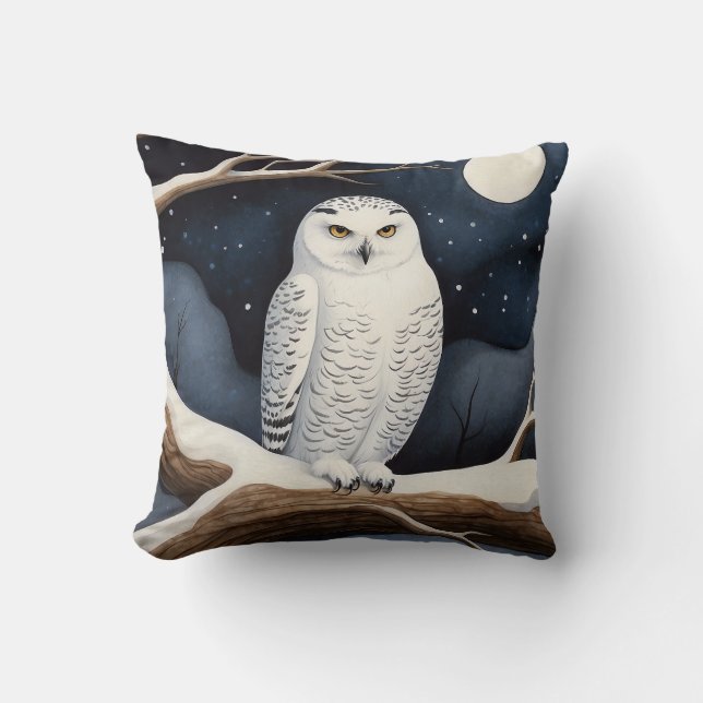 Snowy Owl Throw Pillow (Front)