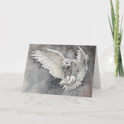 Snowy Owl Watercolor Wildlife Art Card