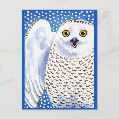 Snowy Owl Winter Christmas postcard