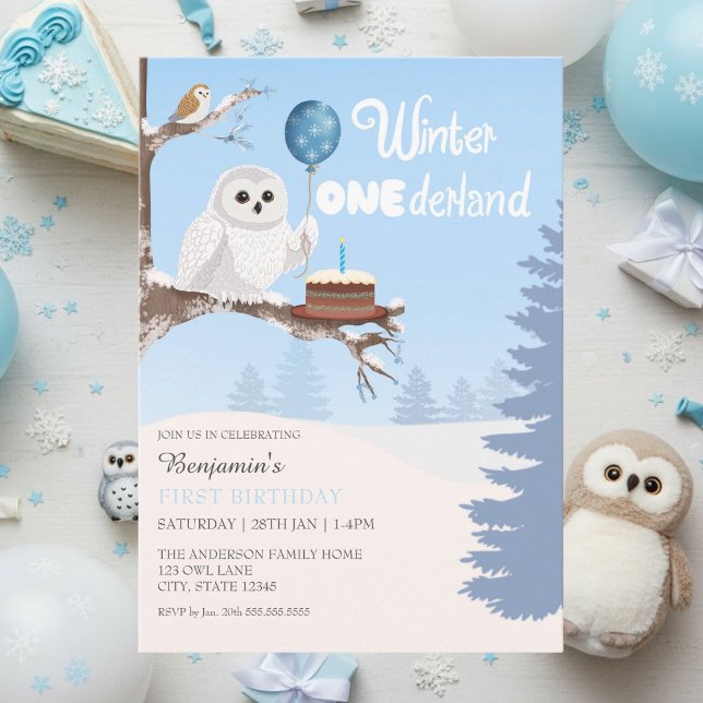 Snowy Owl Winter Onederland Birthday  Invitation (Creator Uploaded)