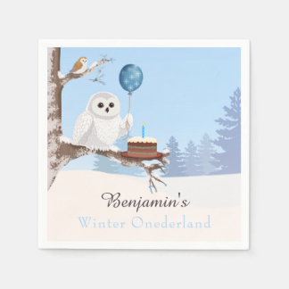 Snowy Owl Winter Onederland Birthday Napkins