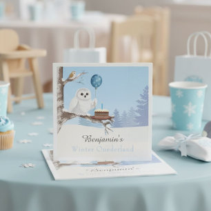 Snowy Owl Winter Onederland Birthday Napkins