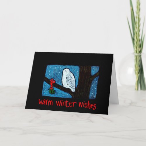 Snowy Owl Winter Wishes Card