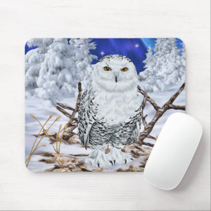 Snowy Owl Winter Wonderland Wildlife Mouse Pad