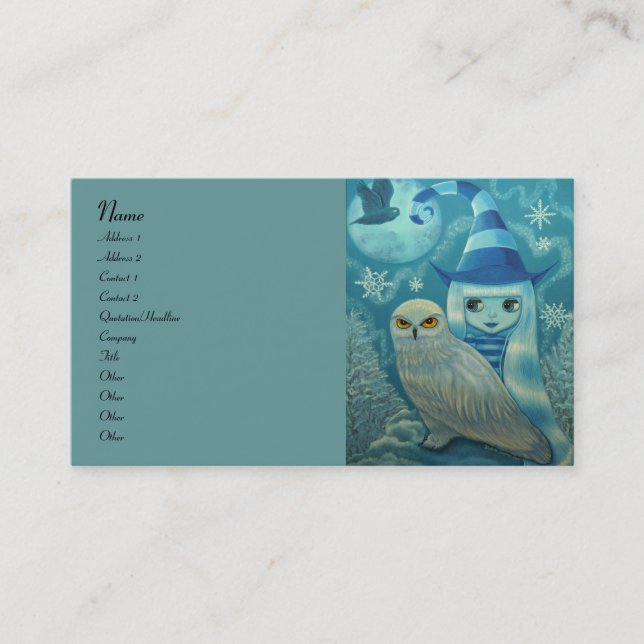 Snowy Owl Witch Business Card (Front)