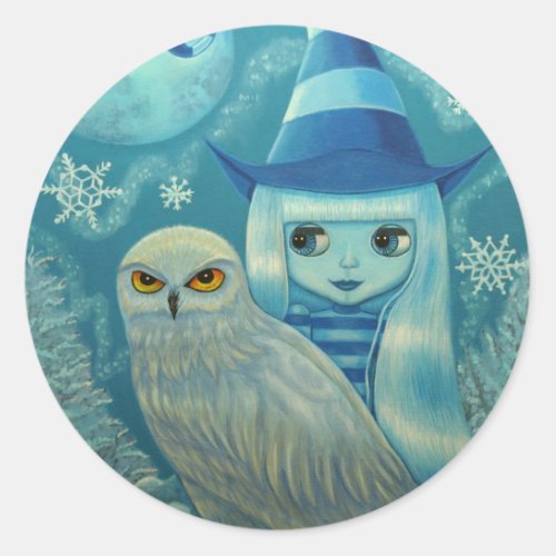 Snowy Owl Witch Sticker