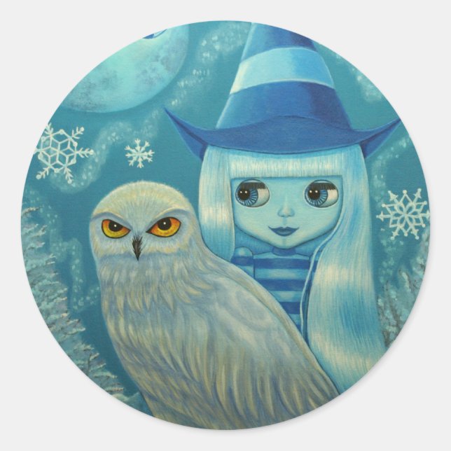Snowy Owl Witch Sticker (Front)