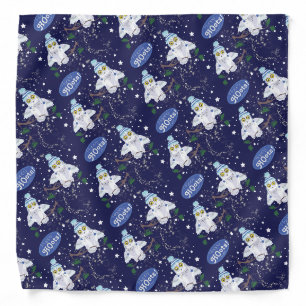 Snowy Owl with Hat Happy Hoots Pattern Christmas  Bandana