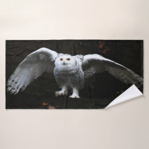 Snowy Owl With Open Wings btcnm Bath Towel Set