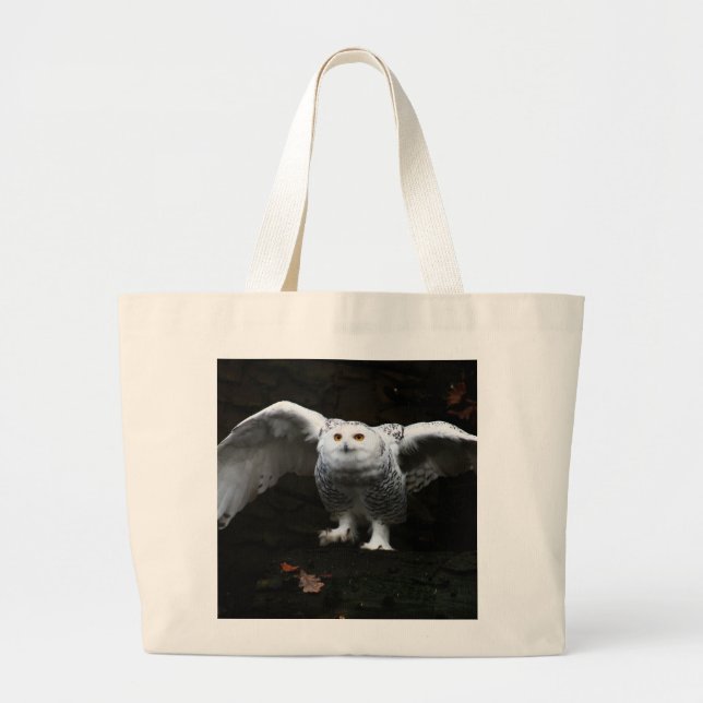 Snowy Owl With Open Wings jtcnm Large Tote Bag (Front)